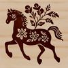 Beautiful Horse Design with Floral Accents A detailed illustration of a horse in a floral setting.
