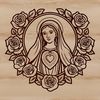 Stylized Religious Clip Art A stylized illustration of the Immaculate Heart, featuring floral motifs and intricate details.