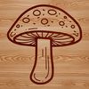 A simple line drawing of a mushroom, suitable for vector art and design projects.