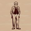 A detailed SVG illustration of a mature male figure in various poses.