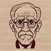 A digital illustration of an older adult male figure created as vector art.