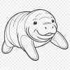 Underwater Wildlife Illustration Close-up illustration of a manatee swimming in the ocean, designed as a vector graphic.