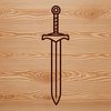 Sharp Blade Illustration An isolated vector graphic representation of a sharp-edged sword with clean lines and bold shape.