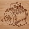 Illustrated 2D motor diagram with technical specifications.