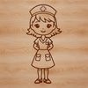 A female nurse in a hospital setting, represented as vector art for various applications.