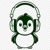 Cute Penguin in Headphones Vector Art A penguin wearing headphones, created as an SVG vector image.