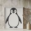 Cute Bird Silhouette Design A simple illustration of a black and white penguin standing on ice, suitable for vector graphics.