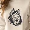 Beautiful Dog Breed Illustration SVG A Shetland sheepdog's head, depicted as a vector graphic.