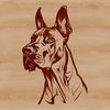 Large breed dog illustration featuring a Great Dane's head in detailed vector design.
