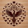 Intricate Phoenix Design SVG File An ornate illustration of a mythical phoenix with intricate designs.