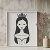 Cute Lady Line Art Female royalty character designed as vector art.