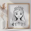 Vector illustration of a young female princess character in a royal setting.