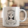 Beautiful Young Princess Vector Graphic A young female princess in a medieval-style gown, designed as a vector graphic.