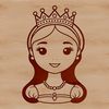 A vector graphic design featuring a girl dressed as a princess in traditional attire.