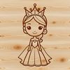 A digital illustration of a young princess in a medieval-inspired outfit.