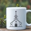 Beautiful SVG Church Outline A detailed outline of a traditional Baptist church architecture for vector graphics use.