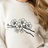 Stylized Cherry Blossom Design A stylized illustration of a cherry blossom tree with delicate pink flowers and green leaves.