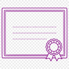 Vector graphic illustration of a graduation certificate scroll with ribbons and parchment texture.
