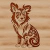Detailed drawing of a sitting Shetland dog as digital clip art.