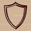A stylized shield icon with bold lines and geometric shapes, suitable for vector design projects.