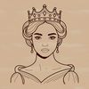 A royalty-inspired illustration of a princess in a formal gown, suitable for vector art and digital design projects.
