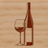 Free Vector Wine and Glass Clip Art A stylized illustration of a bottle of wine with a glass nearby.