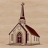 Baptist church building exterior with steeple and entrance