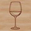 A wine glass filled with red wine on a table setting, designed as a vector illustration.