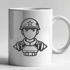 A detailed illustration of a male soldier in military attire, suitable for vector design and commercial or personal use.