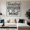 Illustration of a person reading a book with inspirational quotes