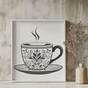 Beautiful Tea Cup Illustration A simple design illustration of a teacup with a handle and saucer.