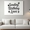 A vector graphic illustration of a birthday message with bold typography.