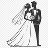 Happy Couple SVG Clip Art A detailed illustration of a happy bride and groom embracing in their wedding attire.