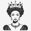 A female figure dressed in royal attire, suitable for vector art designs and cutting machine templates.