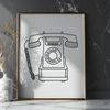 Modern Telephone SVG Design A modern telephone with a cord and receiver, illustrated in a digital vector format.