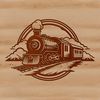 Bold Train Design Clipart Free Download A stylized illustration of a train with bold lines and shapes, suitable for vector art and cutting machine designs.