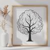 Detailed Vector Tree Design A detailed vector graphic design featuring a single tree with intricate branches.