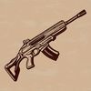 Vector illustration of a rifle with detailed design features.