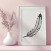 Beautiful Vector Feather Clip Art Design A single white feather with intricate details and delicate lines, suitable for vector art projects.