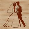 Vector Illustration of Bride and Groom Exchange Vows A custom vector illustration of a bride and groom exchanging vows at their wedding ceremony.