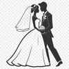 Romantic Vector Design for Bride and Groom A romantic illustration of a bride and groom exchanging vows, featuring intricate details suitable for vector art.