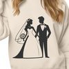 SVG Vow Exchange Artwork A detailed SVG illustration of a couple exchanging vows on their wedding day.