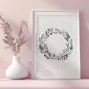 Elegant SVG Floral Wreath Cut File Template A floral wreath design created as a vector art template suitable for cutting machines.