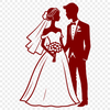 Happy Couple SVG Illustration A digital illustration of a happy couple getting married, featuring a bride and groom in traditional attire.