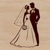 Elegant Bride and Groom Exchange Vows A traditional wedding scene with a bride and groom exchanging vows.