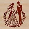 A pair of wedding couple silhouettes in vector format.