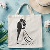 Classic Bride and Groom Image A traditional white wedding gown with a veil and a groom in a tuxedo, representing a formal union.