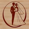 Wedding SVG Illustration A digital illustration of a happy bride and groom exchanging vows in a wedding ceremony.