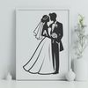 Elegant Wedding Design in SVG Format A traditional bride and groom standing together, surrounded by floral motifs, in a vector design format.
