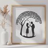 Symbolic Tree of Love and Devotion Illustrative tree with intertwined branches symbolizing love and commitment.